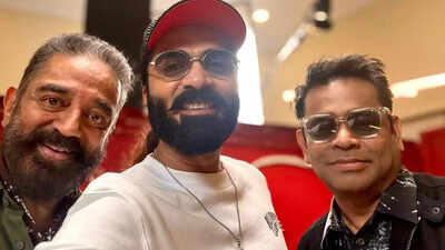 Silambarasan shares a perfect selfie with Kamal Haasan and AR Rahman, sparking huge buzz for 'Thug Life'”