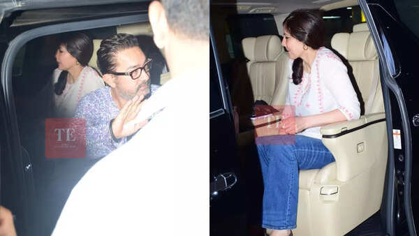 Aamir Khan shares a warm kiss with girlfriend Gauri Spratt as she waits to receive him at Mumbai airport